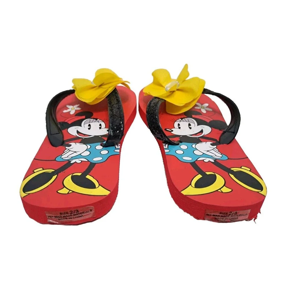 Disney Kids Size 2/3 Minnie Mouse Daisy Duck Flip Flops Sandals Hawaiian Flower